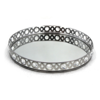 Round Shape Stainless Steel Wedding Decorative Mirror Trays