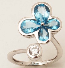 Blue Butterfly Gemstone Designer White Gold Ring
