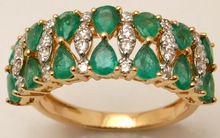Connected Pear Emerald half gold band