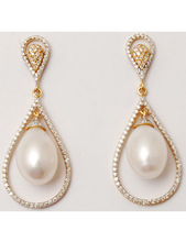 Freshwater Pearl And Diamond Costume Earrings