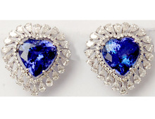Tanzanite Earrings With Diamond Edges