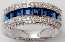 Valentine Jewellery White Gold Diamond Ring, Main Stone : Sapphire