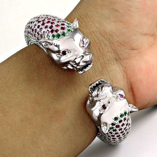 2018 Fashion! Ruby, Emerald 925 Sterling Silver Bangle