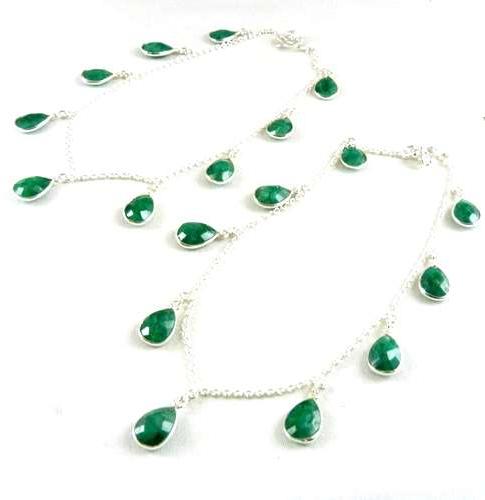 925 Sterling Silver Jewelry Ethnic Emerald Gemstone Anklets