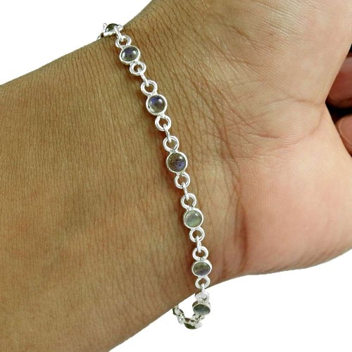 Beautiful 925 Sterling Silver Labradorite Gemstone Bracelet Jewelry