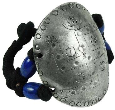 Beautiful Lapis Gemstone Thread Jewellery Rare Oxidised Sterling Silver Swastika Armlet