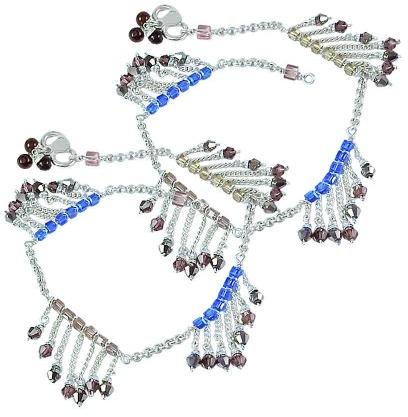 Claptoap ! Multi Colour Glass 925 Sterling Silver Anklets