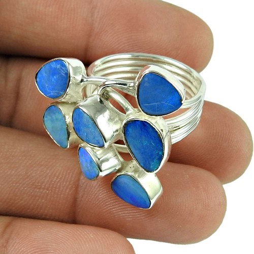 Dainty Opal Gemstone Ring 925 Sterling Silver Vintage Jewellery