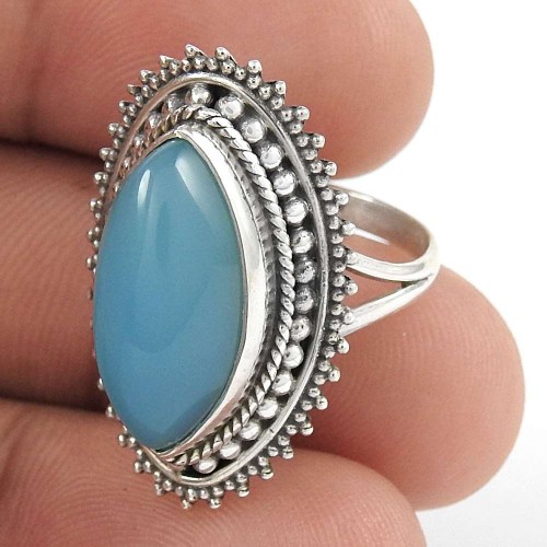 First Sight Chalcedony Gemstone Silver Jewellery Ring