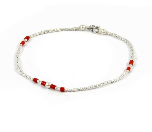 Great Creation!! 925 Sterling Silver Coral Beaded Bracelet