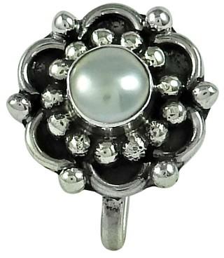 Seemly Pearl 925 Sterling Silver Nose Pin Jewellery