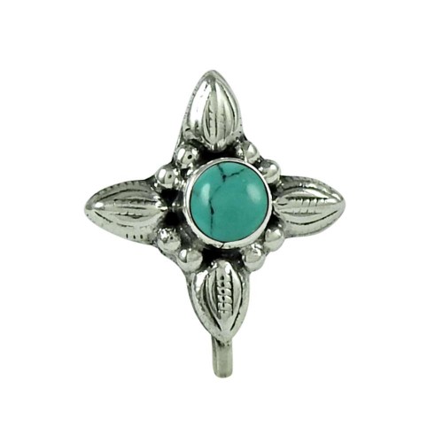Stunning Turquoise Gemstone 925 Sterling Silver Nose Pin Jewellery