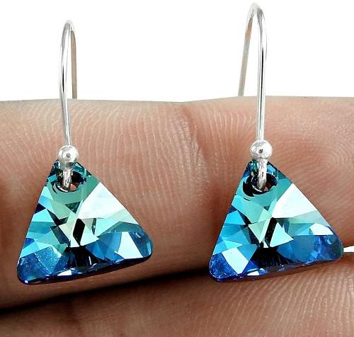 Swarovski Crystal Gemstone Earring 925 Sterling Silver Women Gift Jewelry