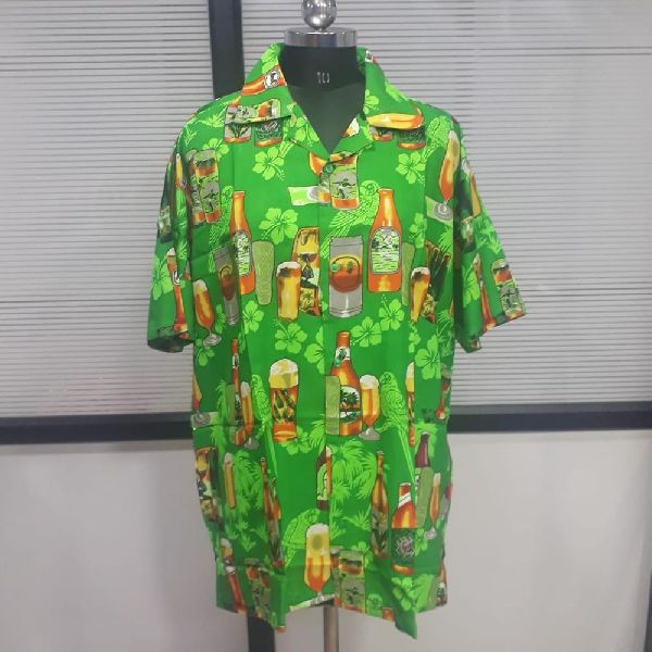 Sunshine international 100% Polyester print motif Turn-down Collar Hawai unisex shirt, Size : S-M-L-XL-XXL.etc