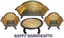 HAPPY HANDICRAFTS Wood SOFA SET WITH TABLE
