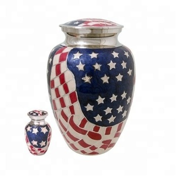 Brass cremation urn American Flag