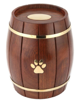 Custom Paw Print Wood Barrel Pet Urn
