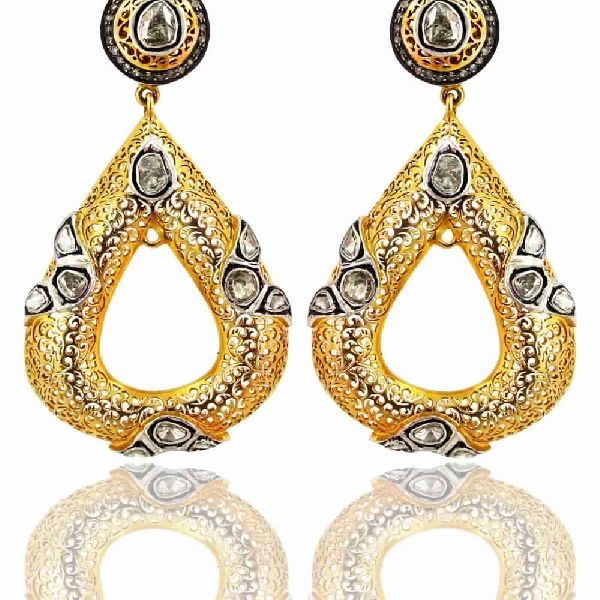 ROSE CUT DIAMOND INDIAN ETHNIC EARRINGS