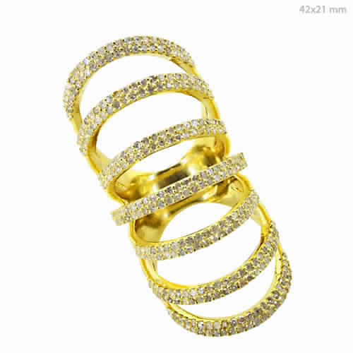 YELLOW GOLD PAVE DIAMOND CAGE RING
