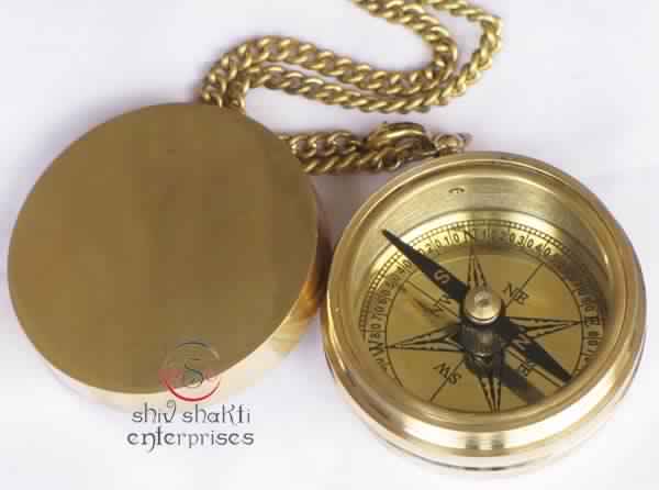 Brass Compass With Chain