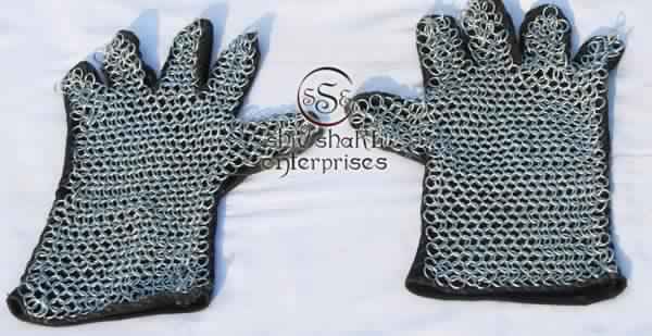 Chainmail Gauntlets gloves, Size : XL