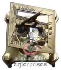 Brown Antique Square Sundial Compass