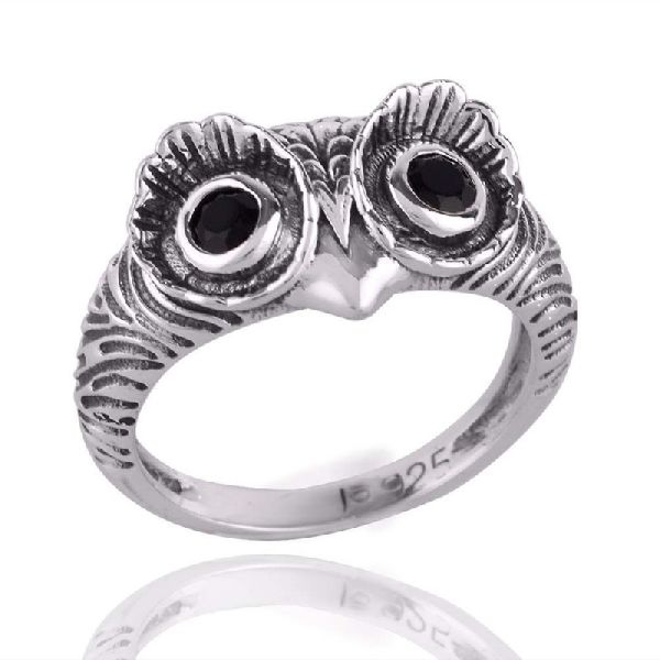 925 Silver Owl Skull Ring