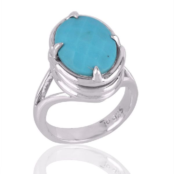 Arizona Turquoise Solid 925 Silver Mens Womens Ring