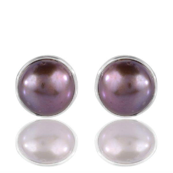 Beautiful Colour Pearl Gemstone Sterling Silver Stud Earring