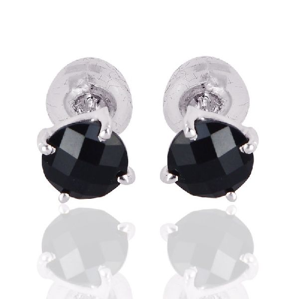Black Onyx Gemstone 925 Silver Stud Earring