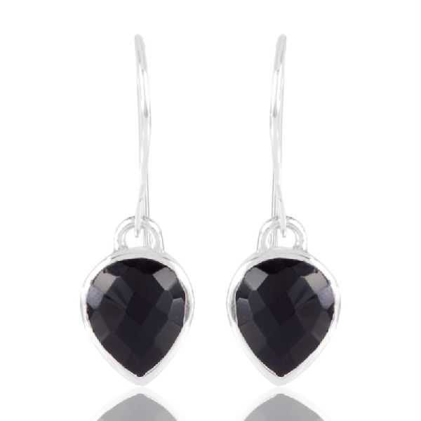 Black Stone Solid 925 Silver Earring