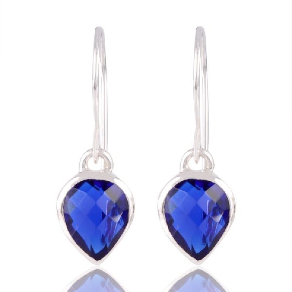 Blue Stone Solid 925 Silver Earring
