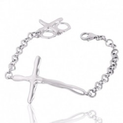 Cross Solid Silver Cluster Bracelet