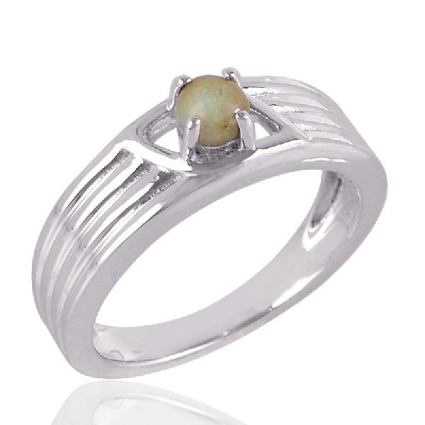 Euthopian Opal Ring Sterling Silver Band Ring