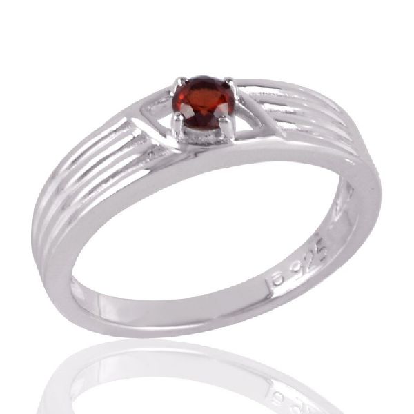 Garnet Band Ring Sterling Silver