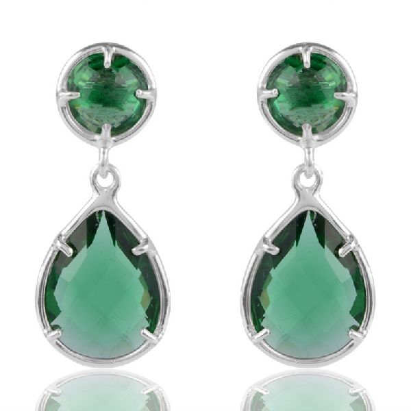 Green Stone Earring with Sterling Silver