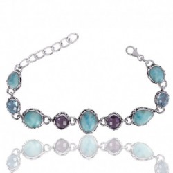 Jewels Artisan Multigemstone Sterling Silver Bracelet, Main Stone : Pearl