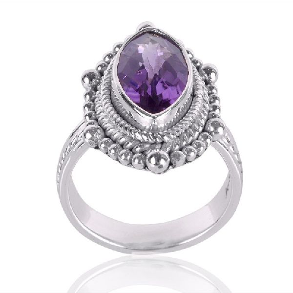 Natural Amethyst Gemstone 925 Sterling Silver Ring