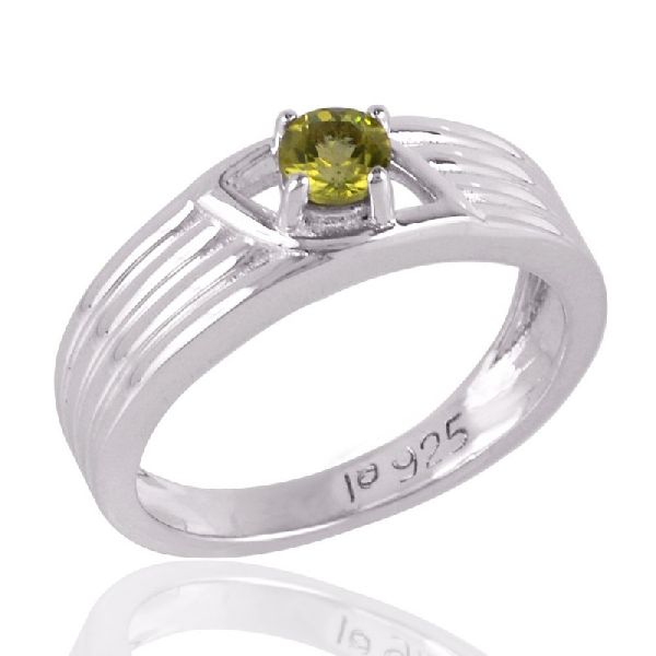 Peridot and Sterling Silver Band Ring