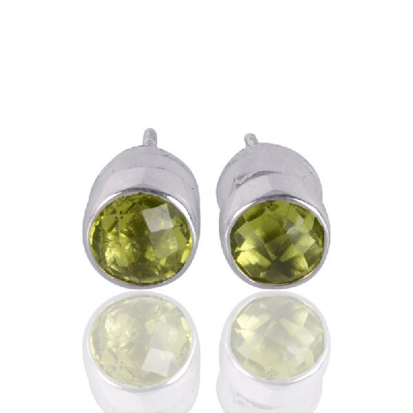 Peridot Gemstone 925 Silver Stud Earring
