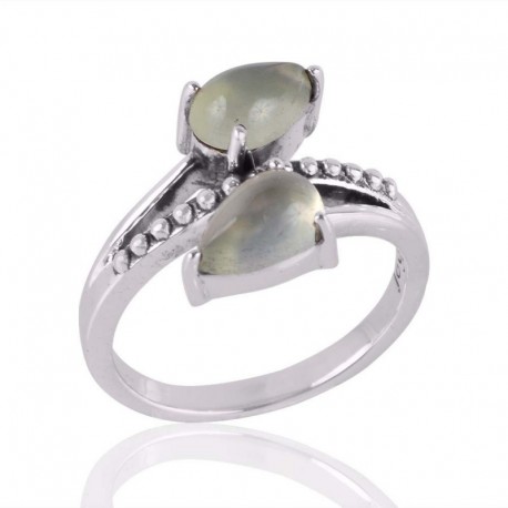 Prehnite and Sterling Silver Engagement Ring, Size : Size 6-12 US
