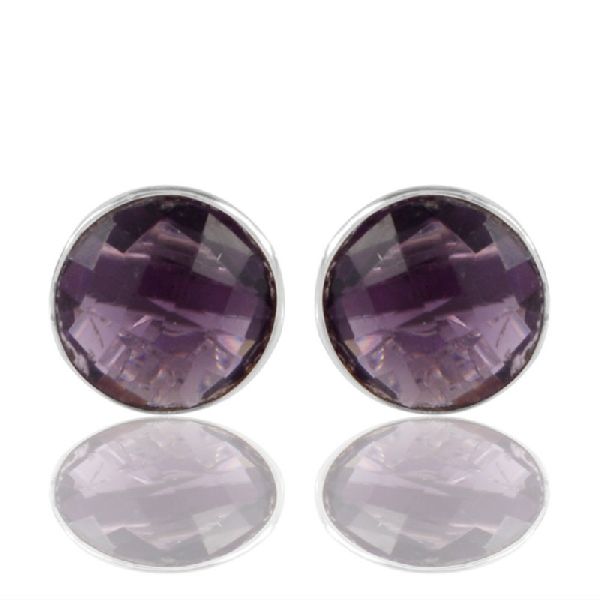Purple Stone 925 Sterling Silver Stud Earring