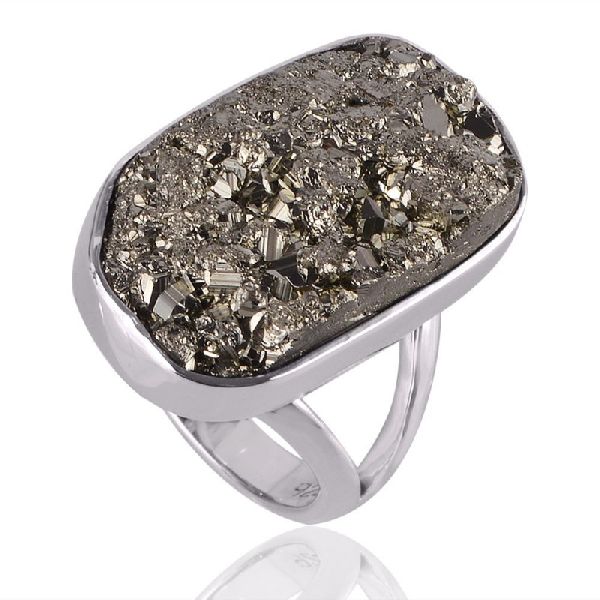 Pyrite Ring Sterling Silver Designer Ring