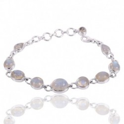 Rainbow Moonstone Gemstone Silver Cluster Bracelet