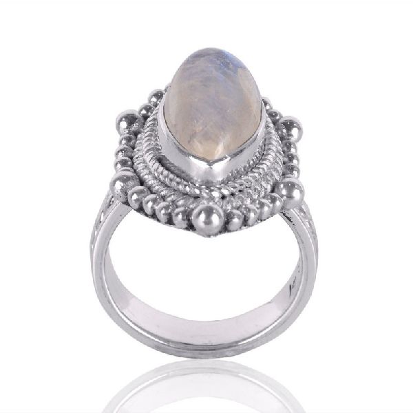 Rainbow Moonstone Gemstone Sterling Silver Ring