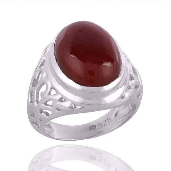 Red Onyx and Sterling Silver Mens Womens Ring