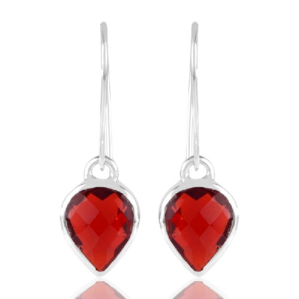 Red Stone Solid 925 Silver Earring