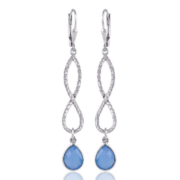 Sterling Silver and Blue Chalci Enfinity Earring