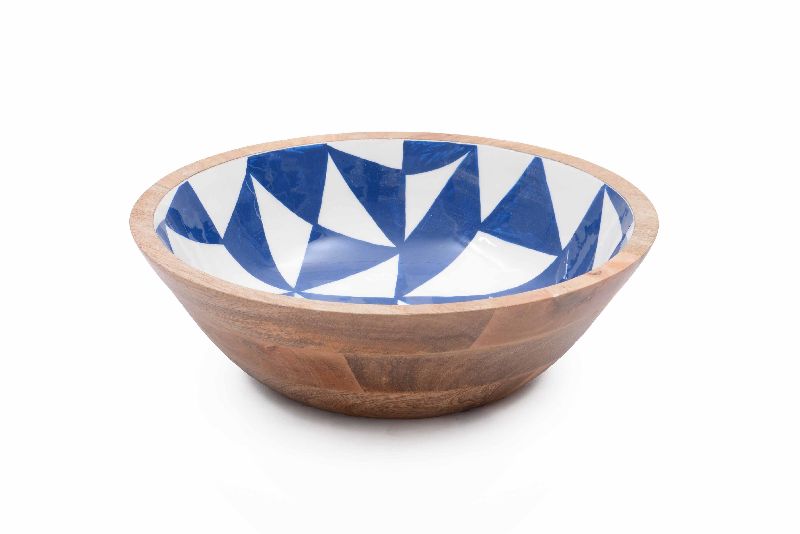 Blue White Mango Wood Bowl