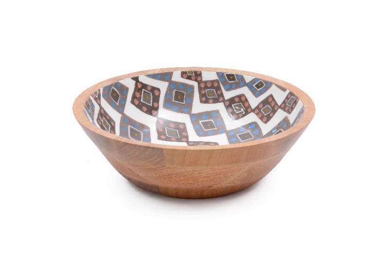 Exotic Diamond Pattern Wooden Bowl, Size : Medium